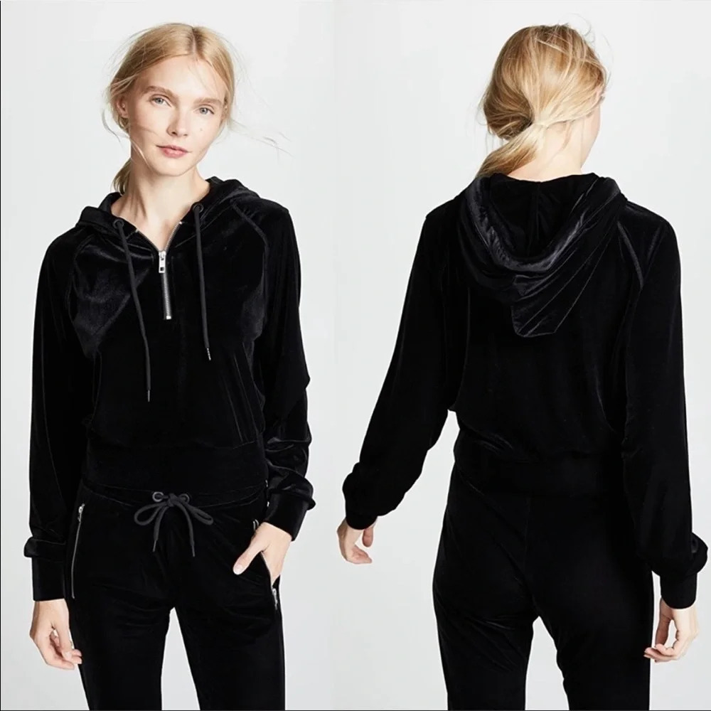 NWOT Rag & Bone Black Velvet Cropped Hoodie Casual Women’s Medium